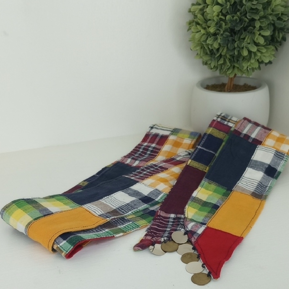 Colorful Patchwork Scarf with Coins
